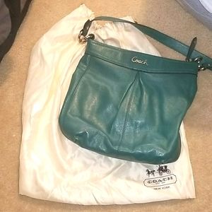 RARE Green leather Coach bag with dust bag